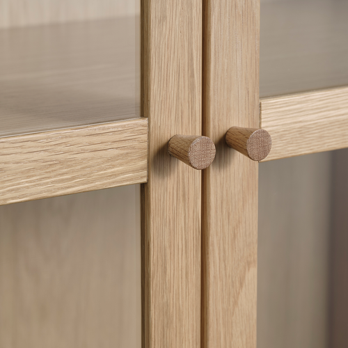 Olivine Boris Eikenhouten Vitrinekast met Glas - B 90 - Naturel - vtwonen shop