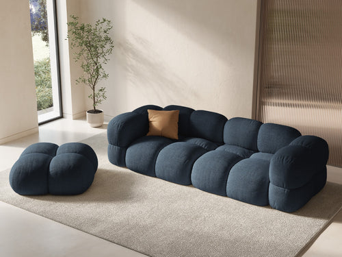 Cosmopolitan Design Poef Loretto structurele stof donkerblauw - 90x90x40cm