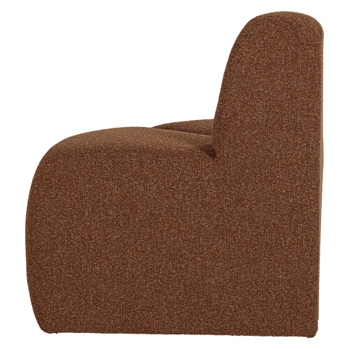 WOOOD eetbank hoek rond rugleuning Mojo - Bouclé - Roestbruin - 83x100x74