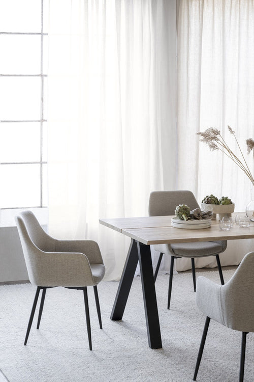 Rowico Home Reily Eetkamerstoel Beige - Armleuning - Set Van 2