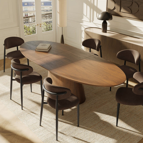 Premium Interiors - Set van 2 stoelen LINA - zacht aanvoelende geweven stof espresso-bruin 52cm