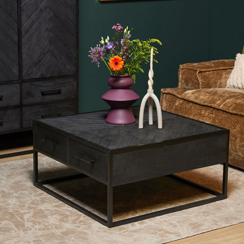 StarFurn Salontafel New York - Vierkant Zwart Hout - 80x80x40cm - vtwonen shop