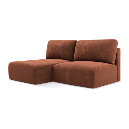 LaMiaSofa hoekbank links Ostia - chenille stof - terracotta - 210x149x79
