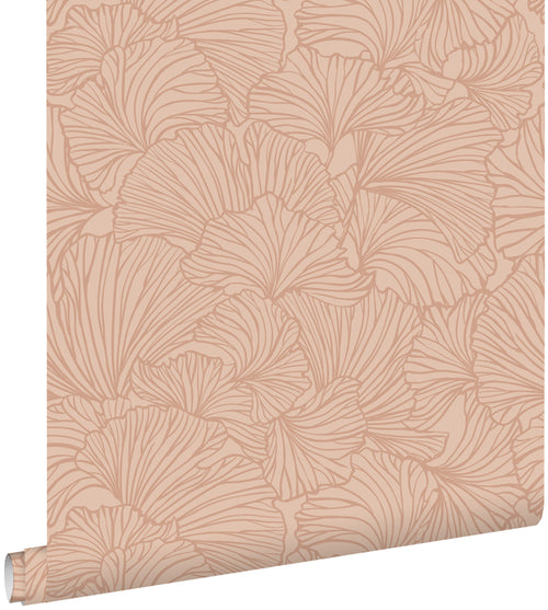 ESTAhome behang ginkgo bladeren licht terracotta - 53 cm x 10.05 m - 139490
