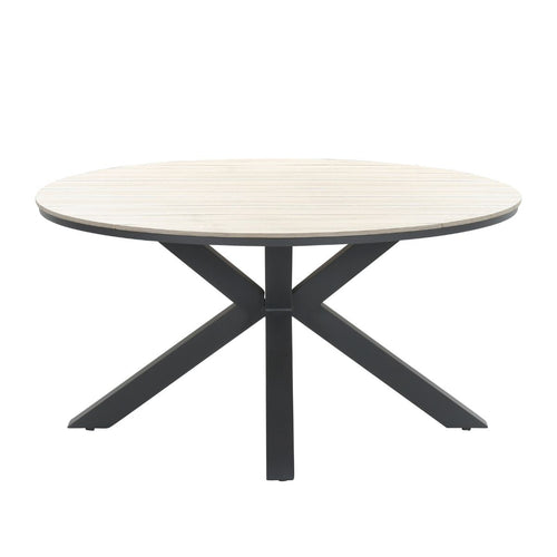 Garden Impressions tuinset Ross - Tulli zwart - light teak look - Ø148 cm