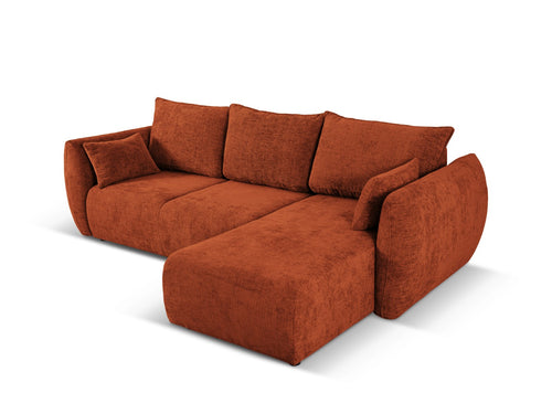 Cosmopolitan Design Converteerbare hoekbank rechts met opbergdoos Matera 4-zits, chenille, terracotta - 173x253x86cm