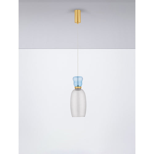 Nova Luce PLUMA Slanke hanglamp voor aan het plafond, glanzend lichtblauw, rookgrijs, goudkleurig, LED 5W 450lm 3000K