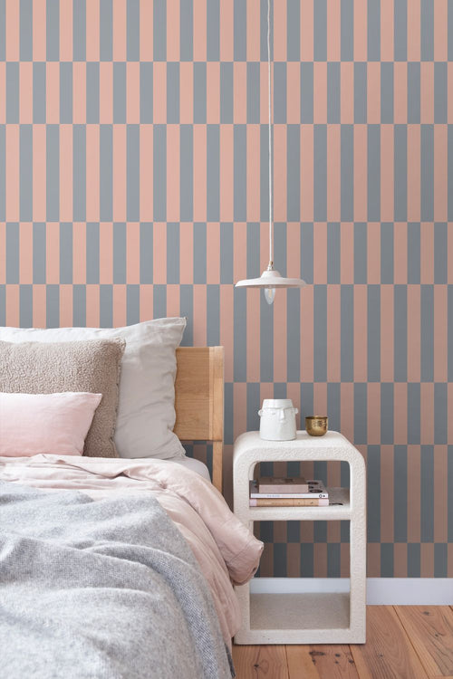 ESTAhome behang strepen roze en blauw - 50 x 900 cm - 132155