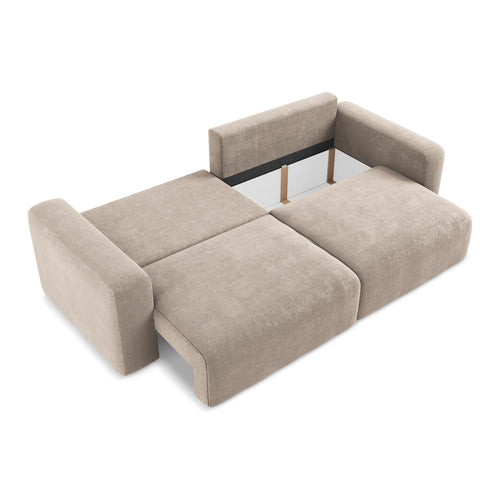 LaMiaSofa 3-zits slaapbank Ostia - chenille stof - donkerbeige - 244x102x79