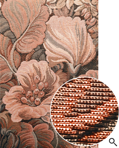 ESTAhome fotobehang geborduurd bloemmotief terracotta bruin - 186 x 279 cm - 159507 - vtwonen shop