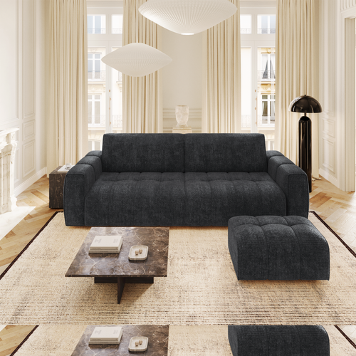 Sia Home - Zitzakken BARI - Chenille fluweel - Donker antraciet - 82cm