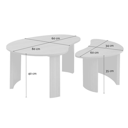 Calicosy - THEA Set van 2 salontafels - Licht hout - 60x80x40 cm