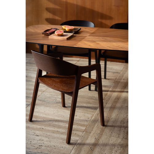 Dutchbone Westlake Eetkamerstoelen armleuning Walnoot - Set van 2 - vtwonen shop