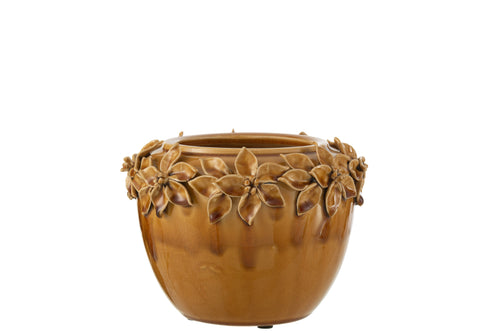 J-Line bloempot Bloem - keramiek - oker - large - Ø 22 cm - vtwonen shop