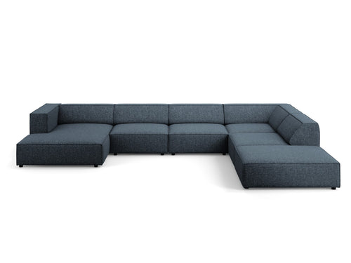 Cosmopolitan Design Panoramische hoekbank rechts Arendal 7-zits, chenille, koningsblauw - 262x364x70cm