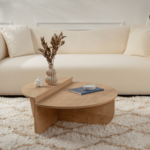 Calicosy - ORION Set van 2 salontafels - Licht hout - 90x90x35 cm