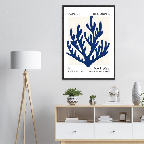 Artfulprints Poster Matisse – Coral harmony navy blue II   - 50x70 cm - Blauw