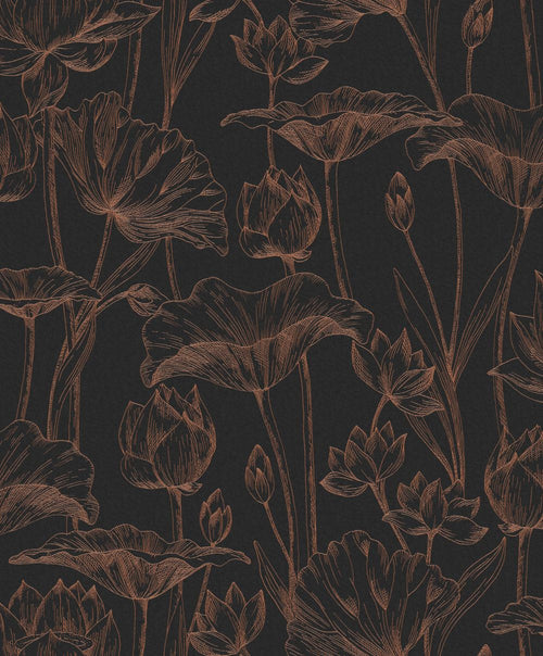 Masureel behang bloemen zwart - 53 cm x 10.05 m - 631977 - vtwonen shop