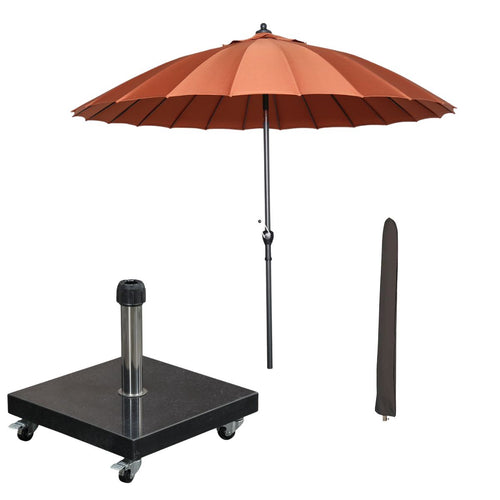 Garden Impressions stokparasol Manilla koper Ø250 cm met Eureka voet en hoes