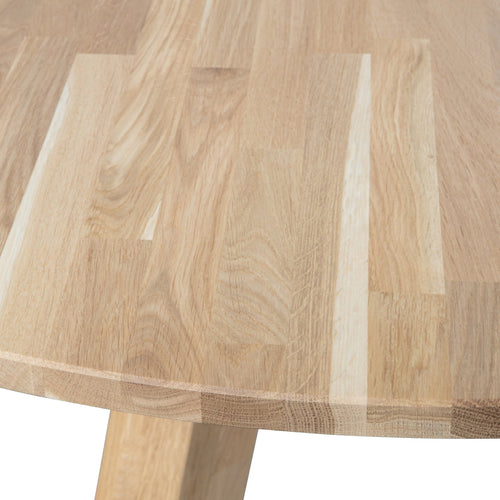 WOOOD eettafel Rhonda - Eiken - Naturel & eetkamerstoelen Jenny - Stof - Naturel - 75x129x129/80x58x58