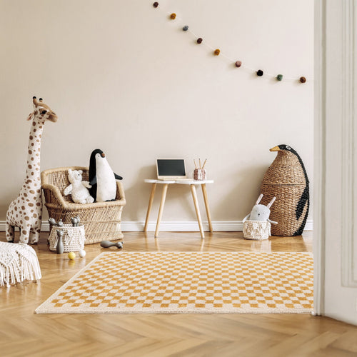 AFK Living vloerkleed Checkers - zeer zacht - geel - 080x150 cm
