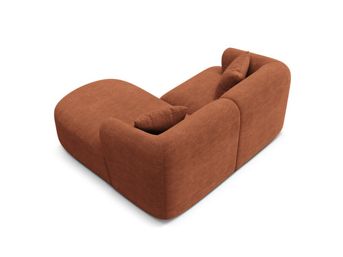 Cosmopolitan Design Modulaire hoekbank rechts Campi 3-zits, ribfluwelen terracotta - 156x180x70cm