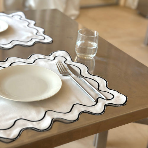 Kulu Club placemats Wavy - linnenmix - wit - set van 2 - vtwonen shop