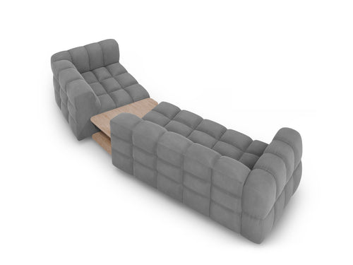 Cosmopolitan Design Rechte modulaire bank Sky 3-zits, flueel, lichtgrijs - 148x353x70cm