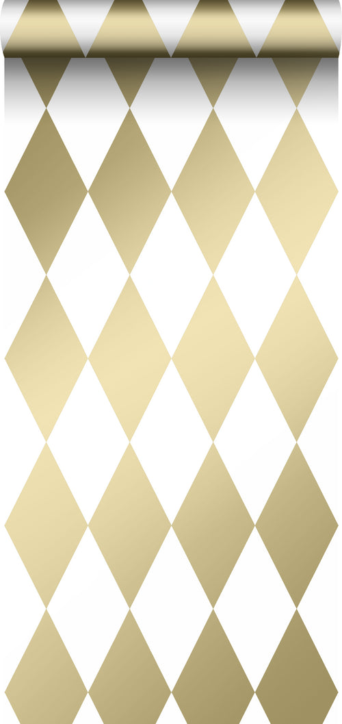 Origin Wallcoverings behang ruiten wit en goud - 53 cm x 10.05 m - 347669