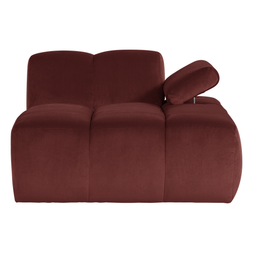 WOOOD chaise longue bank rechts Mojo - Velvet - Kastanjebruin - 74x124x162