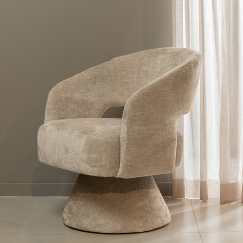 WOOOD draaibare fauteuil Ebba - Chenille - Naturel - 82x71x64 - vtwonen shop