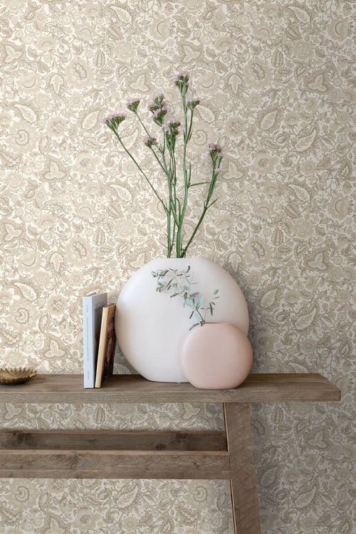 ESTAhome behang vintage bloemen beige en bruin - 50 x 900 cm - 132238