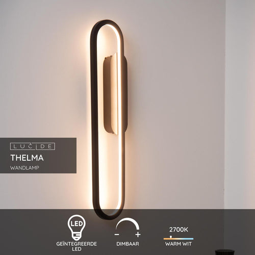 Lucide wandlamp THELMA - Geïntegreerde LED - Zwart - vtwonen shop