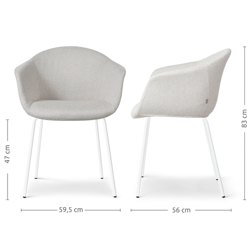 Nolon Nora-Otis Eetkamerstoel Beige - met Armleuning - Wit - vtwonen shop