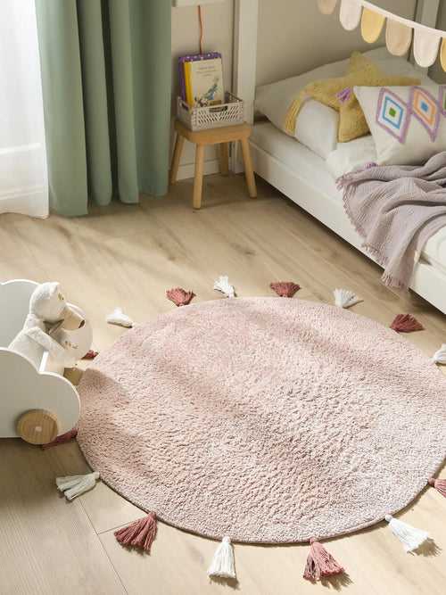 benuta wasbaar kindervloerkleed Malu - roze - ø 100 cm
