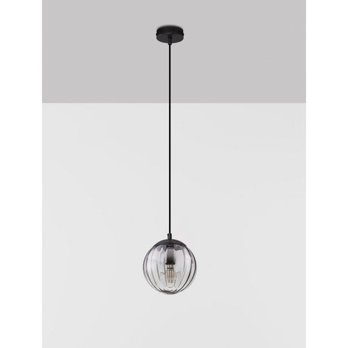 Nova Luce ABBACUS Bolvormige hanglamp voor plafond, rookkleurig, matzwart, E27-fitting, 1x12W