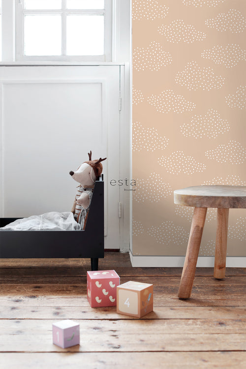 ESTAhome behang wolkjes licht terracotta - 50 x 900 cm - 139518