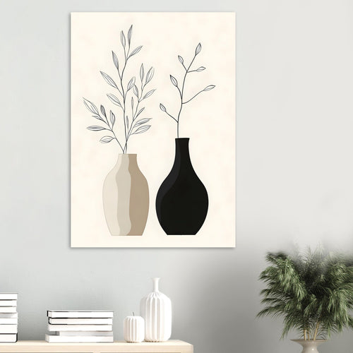 Artfulprints Poster Boho – Calm vase   - 50x70 cm - Zwart / Wit