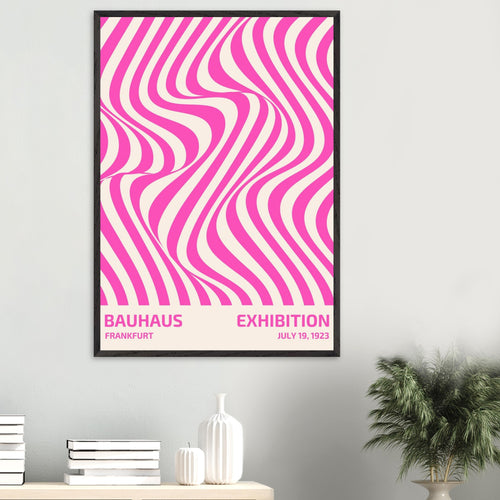 Artfulprints Poster met Lijst Bauhaus - Exhibition Frankfurt pink   - A4 21x29.7 cm - Roze