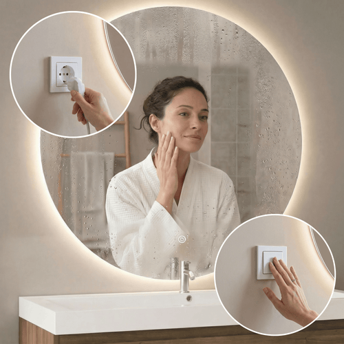 LOMAZOO badkamerspiegel Austin - met LED verlichting & anti condens - rond - 100 cm