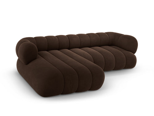 Cosmopolitan Design linker hoekbank Koge 5-zits, flueel chocolade - 165x270x70cm