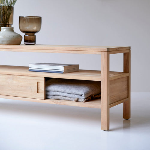 Tikamoon Tv-meubel van massief teakhout 130 cm - Naturel - vtwonen shop