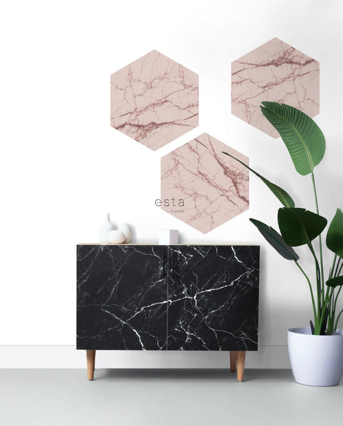 ESTAhome muursticker marmer grijs roze - 70 x 81 cm - 159003 - vtwonen shop