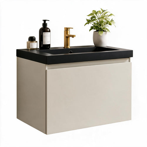 LOMAZOO badkamermeubel Modena - zwevend - zwart - greige - 60 cm