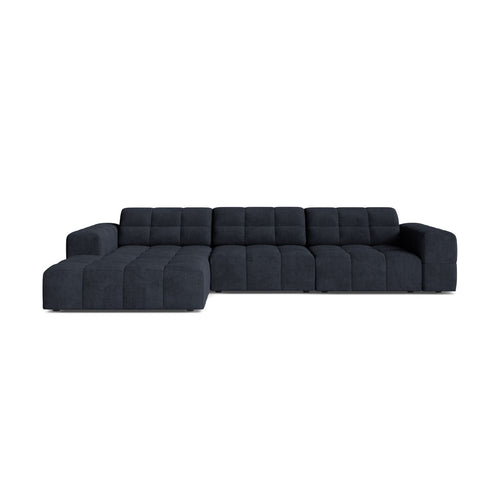 Cosmopolitan Design - Linker hoekbank Chicago 4-zits, chenille marineblauw - 167x294x78cm