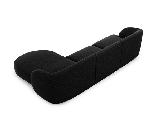 Micadoni rechter hoekbank Miley 4-zits, chenille, zwart - 156x255x70cm