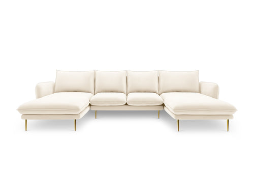 Cosmopolitan Design Panoramische bank Vienna 6-zits, flueel, lichtbeige - 170x350x95cm