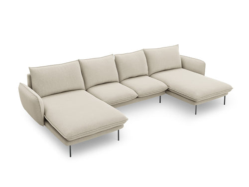 Cosmopolitan Design Panoramische bank Vienna 6-zits, structurele stof, beige - 170x350x95cm