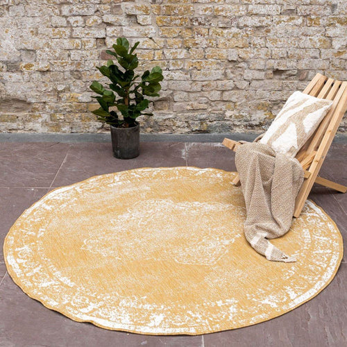 Rond Buitenkleed sage - Geel/Okergeel - dubbelzijdig - EVA Interior - 240 x 240 cm - vtwonen shop
