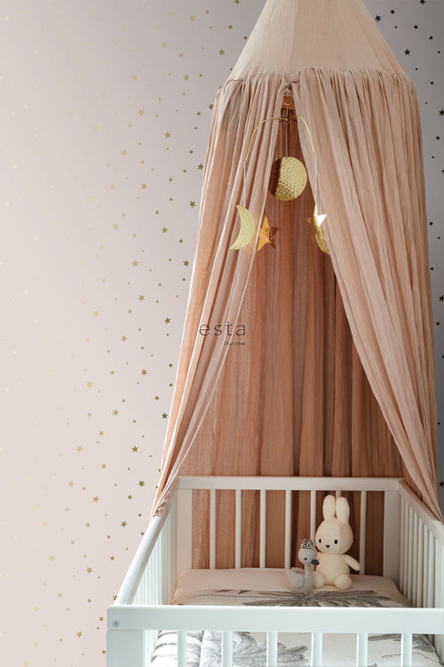 ESTAhome behang sterretjes oudroze en goud - 53 cm x 10.05 m - 139260